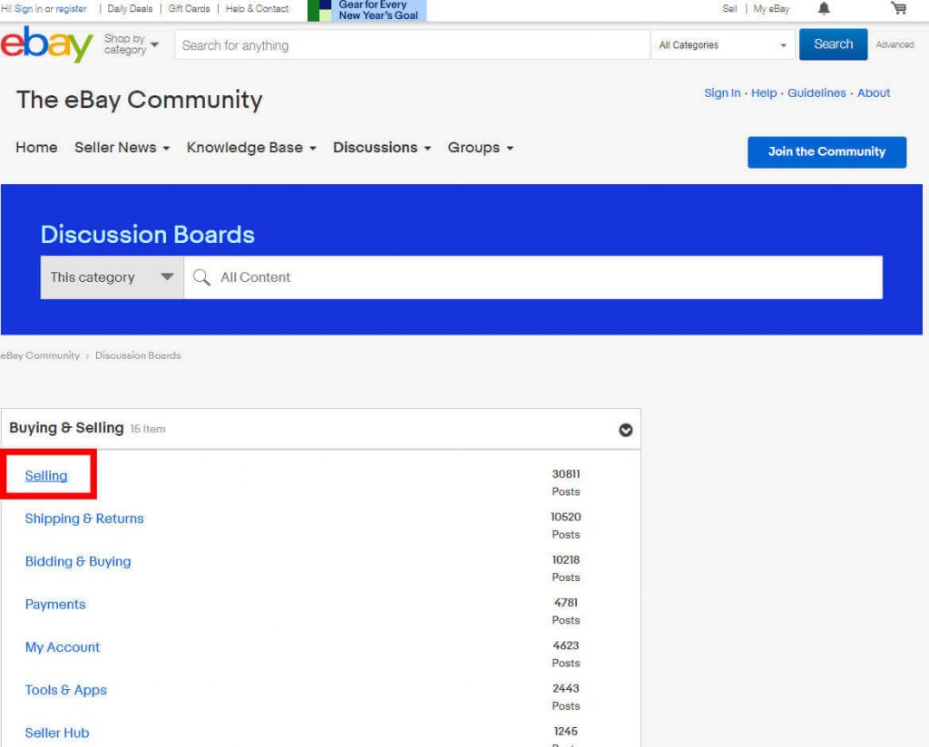 ebay community support choose topic