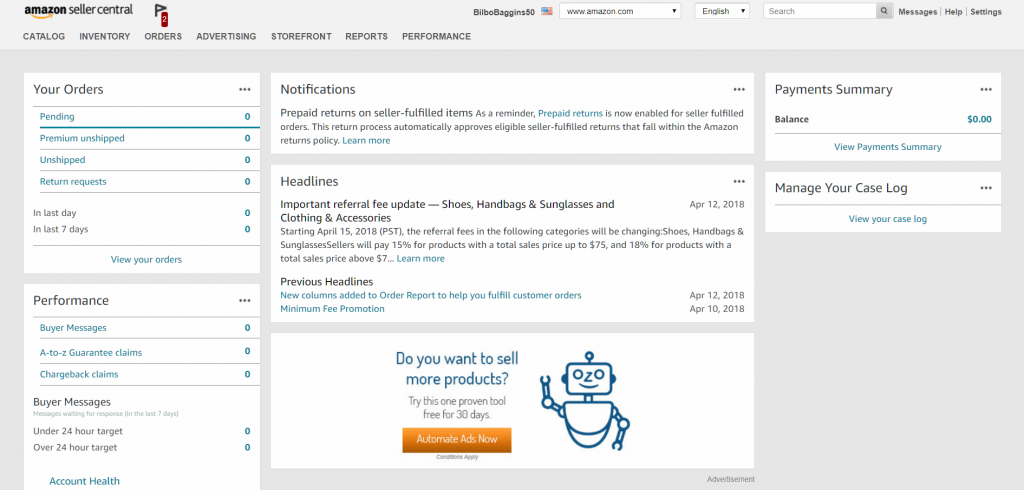 amazon seller homepage