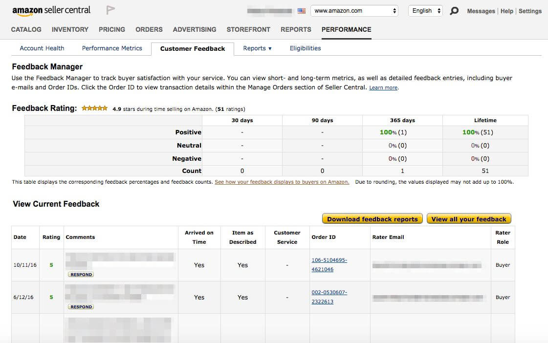 amazon seller feedback breakdown