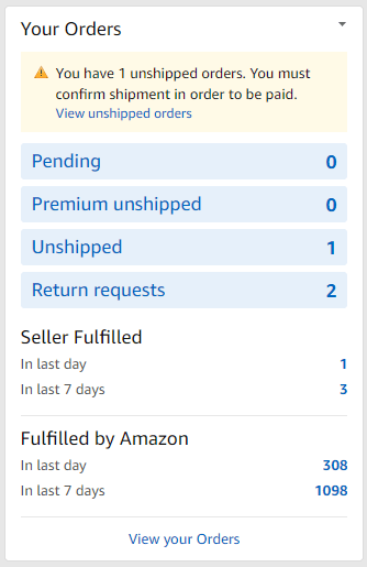 amazon seller central Orders